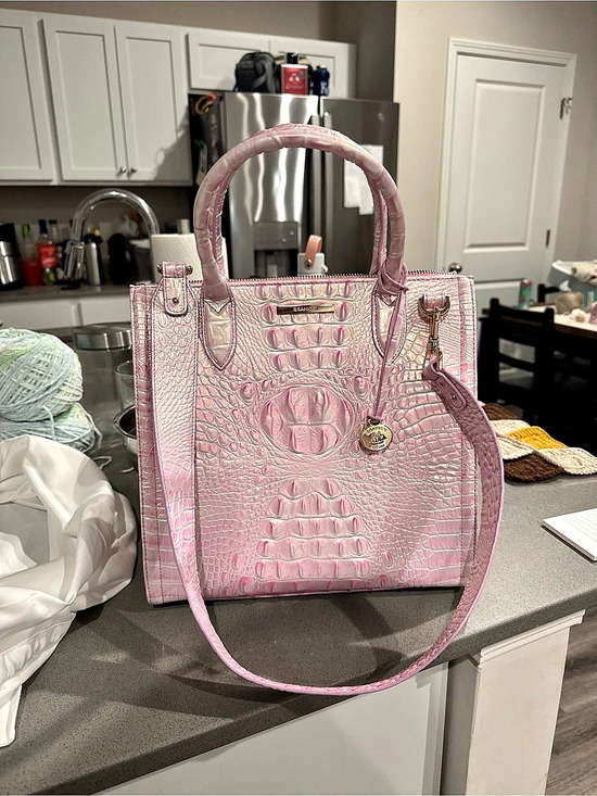 Brahmin Handbags - Rare Luxury Rose Water Brahmin Cami Satchel Crocodile-Embossed Pink
